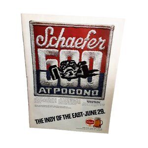 1975 Schaefer Beer Indy Racing at Pocono Original Print Ad Vintage 70s